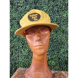 vtg 90s YELLOW CAB CO Snapback Hat // cotton chainstitched patch taxi streetwear